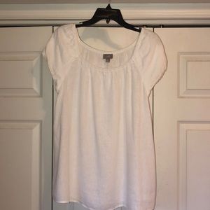 White short sleeve summer linen top